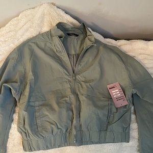 Cropped sage green jacket, brand, new, tag, still on